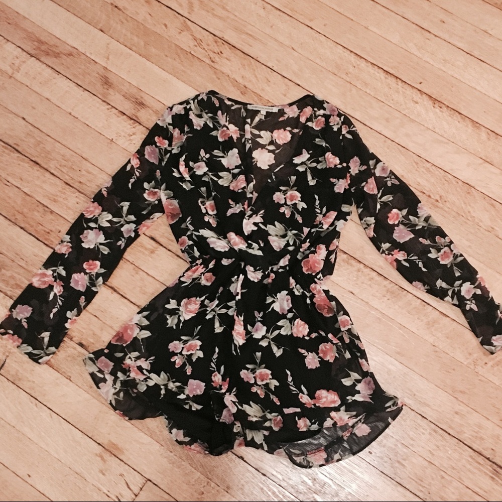 Foreign Exchange Black Floral Romper